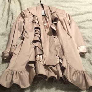 Baby Pink Ruffled Pea Coat